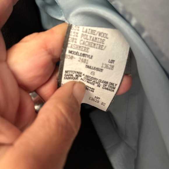 Wool Cashmere Blend Business Casual Pale Nlue Jacket - Picture 4 of 6